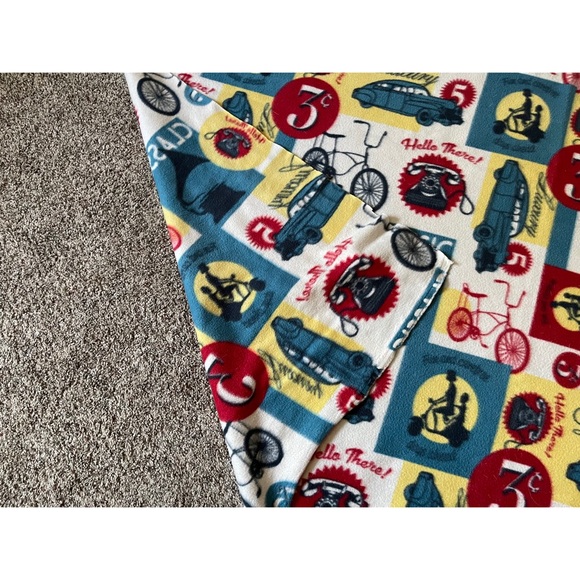 90’s Telephone Cars Motorcycle Bicycle Fleece Throw Blanket 68” x 58” - Picture 5 of 5